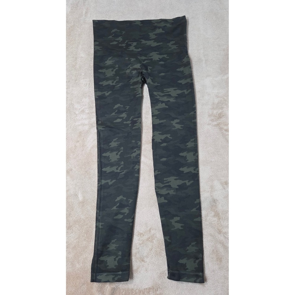 Spanx Look At Me Now Seamless Leggings Size XL Green Camo Women FL3515 EUC